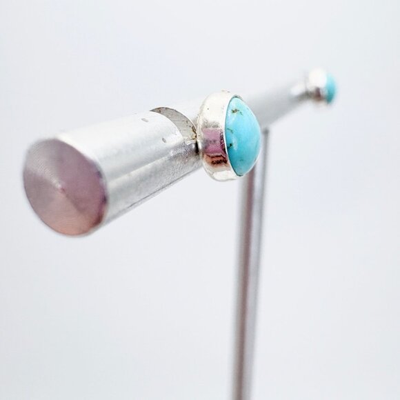 VTG Sterling Silver 925 Turquoise Bezel Set Stud Earrings One Size - Picture 2 of 8